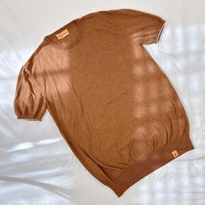 pauri & casati | size s/m | made in italy burnt orange short sleeve sweater